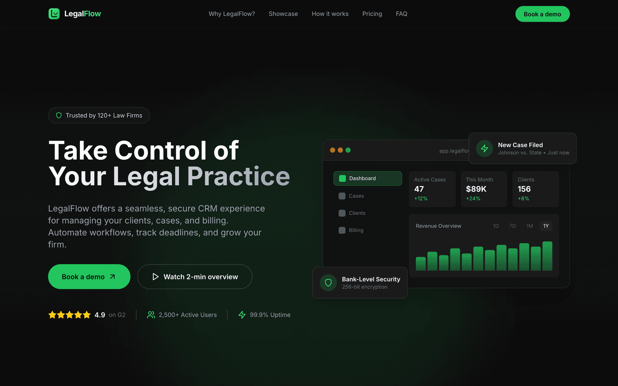 LegalFlow - Lawyer CRM Landing Page screenshot