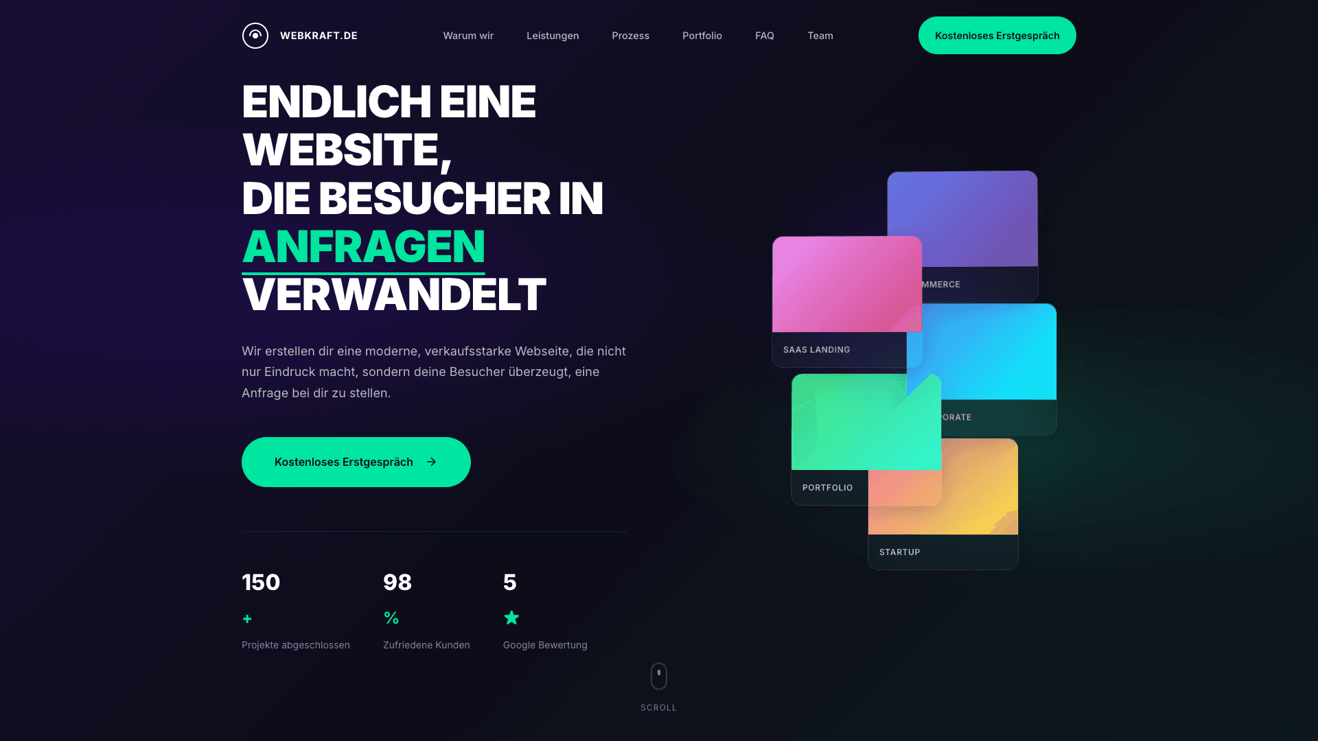 WEBKRAFT.DE Landing Page screenshot